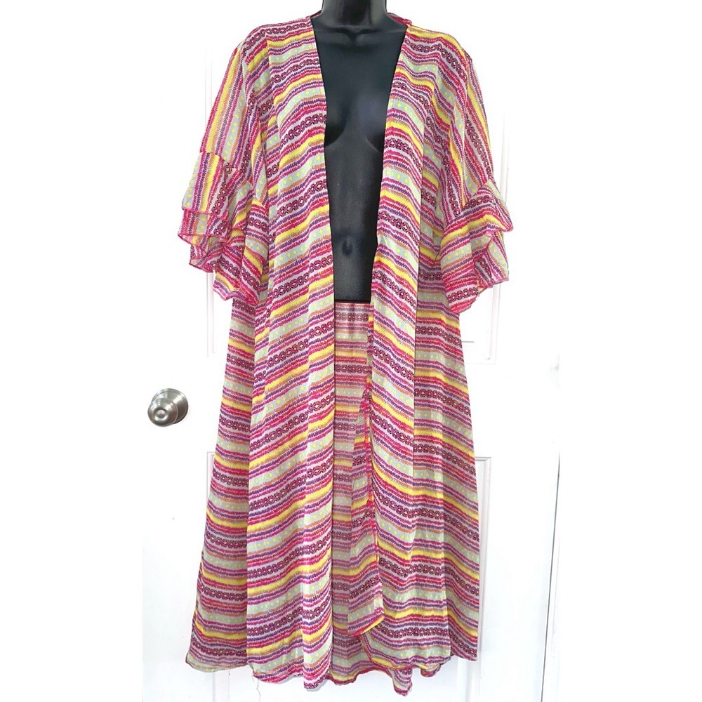Grace & Emma Multi Colored Western Duster Kimono Shawl